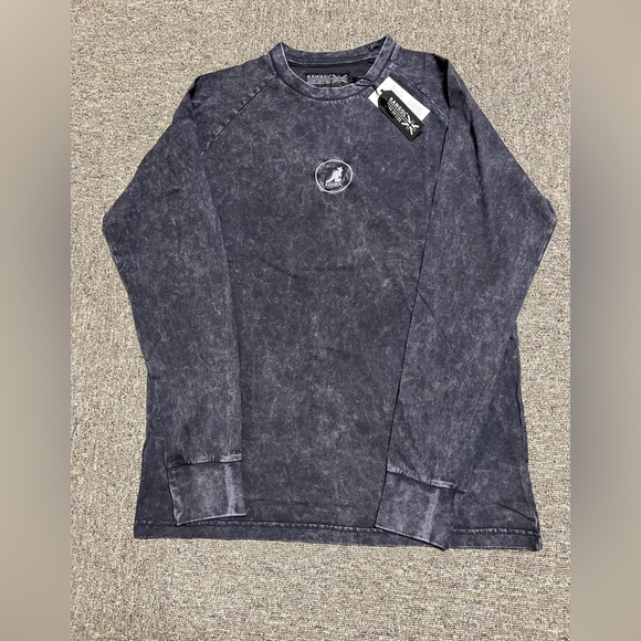 Kangol Other - Kangol Black Acid Wash Long-Sleeve Cotton T-Shirt w/Logo Size Medium